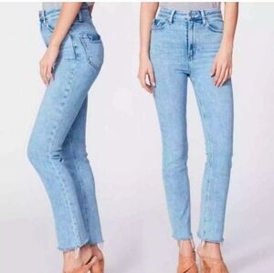 Anthropologie Paige Jeans Cindy High Rise Straight Leg Stretchy Light Wash Sz 28